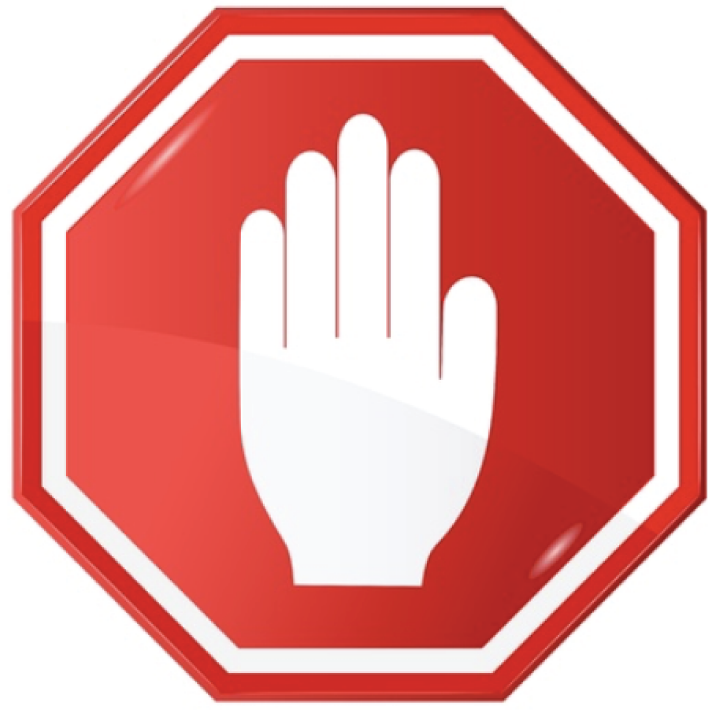 Red STOP sign with a full open hand communicating “STOP” losing the loudspeaker’s best quality and best audio experience

